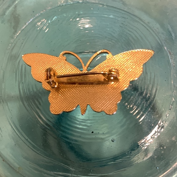 Vintage Gold Metal Butterfly Brooch with Chai Letter - Picture 2 of 5